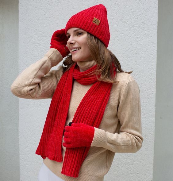 women wearing hat, scarf and gloves for winter snow